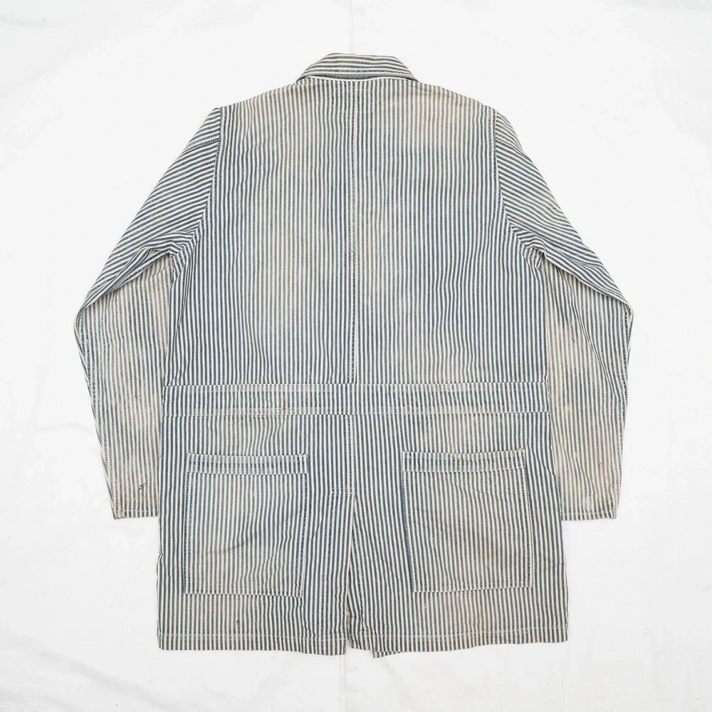 Vtg 2000s Neighborhood NBHD Hickory Stripe Dealer Chore Coat 30s 40s Style L - Picture 2 of 12